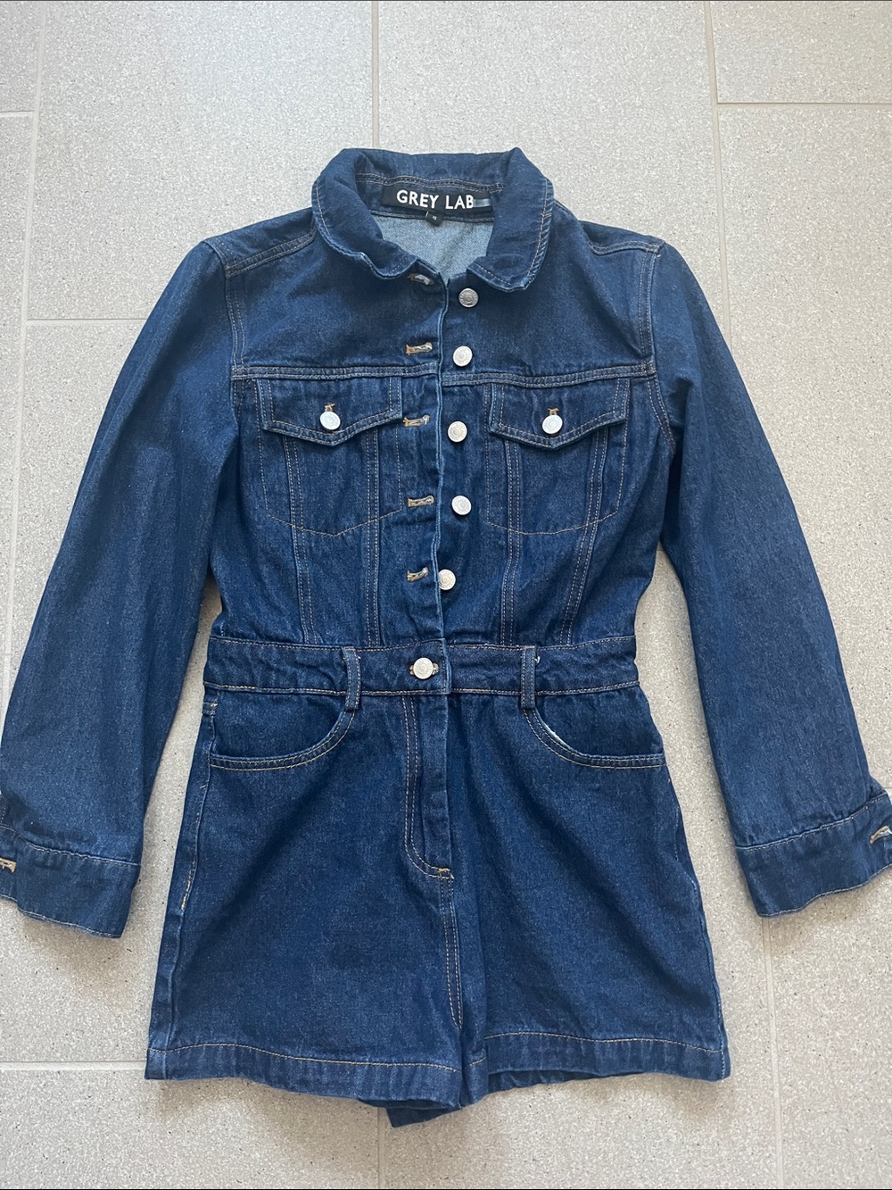 GREY LAB Dark Blue Denim Romper